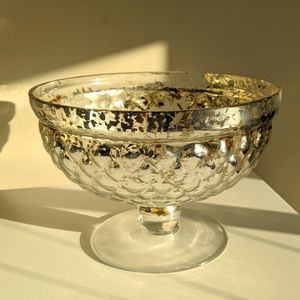 [SOLD]  -- Mercury Glass style compote vase, fruit bowl, dish